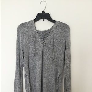 Super soft lace up long-sleeve tee